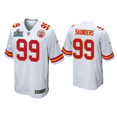 Men Kansas City Chiefs #99 Khalen Saunders Super Bowl LIV White Game Jersey