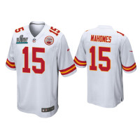 Men Kansas City Chiefs #15 Patrick Mahomes Super Bowl LIV White Game Jersey