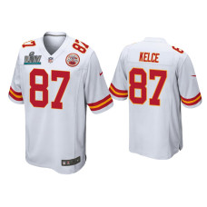 Men Kansas City Chiefs #87 Travis Kelce Super Bowl LIV White Game Jersey