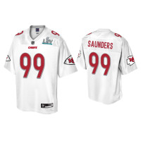 Men Kansas City Chiefs #99 Khalen Saunders Super Bowl LIV Champions White Jersey