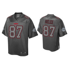 Men Kansas City Chiefs #87 Travis Kelce Static Fashion Heather Charcoal Jersey