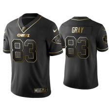 Men Kansas City Chiefs #83 Golden Edition Vapor Limited Noah Gray Black Jersey