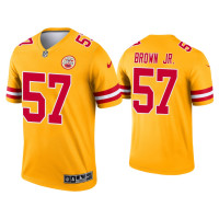 Men Kansas City Chiefs #57 Orlando Brown Jr. Yellow Inverted Legend Jersey