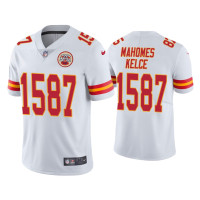 Men Kansas City Chiefs #15 Patrick Mahomes White CP Player Travis Kelce Jersey