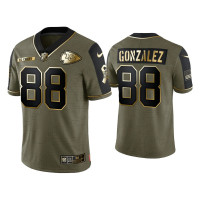 Men Kansas City Chiefs #88 Tony Gonzalez Olive Gold 2021 Salute To Service Limited Jersey