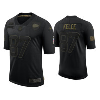 Men Kansas City Chiefs #87 Travis Kelce Black 2020 Salute to Service Limited Jersey