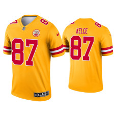 Men Kansas City Chiefs #87 Travis Kelce Yellow Inverted Legend Jersey