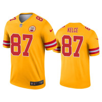 Men Kansas City Chiefs #87 Travis Kelce Gold Inverted Legend Jersey