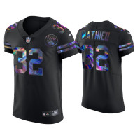 Men Kansas City Chiefs #32 Tyrann Mathieu Black Golden Edition Holographic Jersey