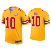 Men Kansas City Chiefs #10 Tyreek Hill Yellow Inverted Legend Jersey