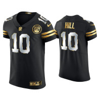 Men Kansas City Chiefs #10 Tyreek Hill Black Golden Edition Elite Jersey