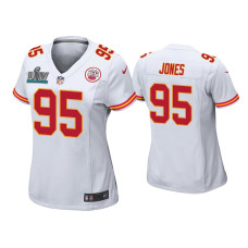 Women Kansas City Chiefs #95 Chris Jones Super Bowl LIV White Game Jersey