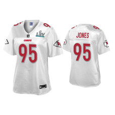 Women Kansas City Chiefs #95 Chris Jones Super Bowl LIV Champions White Jersey