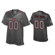 Women Kansas City Chiefs #00 Custom Static Fashion Heather Charcoal Jersey