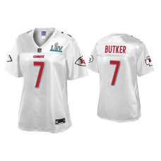 Women Kansas City Chiefs #7 Harrison Butker Super Bowl LIV Champions White Jersey