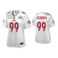 Women Kansas City Chiefs #99 Khalen Saunders Super Bowl LIV Champions White Jersey