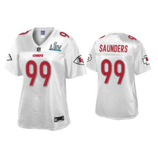 Women Kansas City Chiefs #99 Khalen Saunders Super Bowl LIV Champions White Jersey