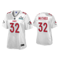 Women Kansas City Chiefs #32 Tyrann Mathieu Super Bowl LIV Champions White Jersey