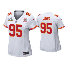 Women Kansas City Chiefs #95 Chris Jones Super Bowl LV White Game Jersey