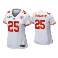 Women Kansas City Chiefs #25 Clyde Edwards-Helaire Super Bowl LV White Game Jersey