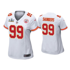 Women Kansas City Chiefs #99 Khalen Saunders Super Bowl LV White Game Jersey