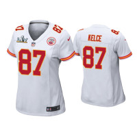 Women Kansas City Chiefs #87 Travis Kelce Super Bowl LV White Game Jersey