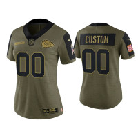 Women Kansas City Chiefs #00 Custom Olive 2021 Salute To Service Limited Jersey