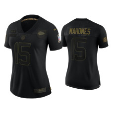 Women Kansas City Chiefs #15 Patrick Mahomes Black 2020 Salute To Service Limited Jersey