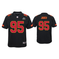 Youth Kansas City Chiefs #95 Chris Jones Super Bowl LV Black Game Fashion Jersey