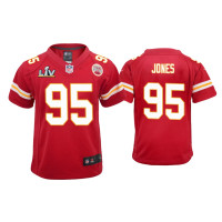 Youth Kansas City Chiefs #95 Chris Jones Super Bowl LV Red Game Jersey