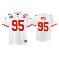 Youth Kansas City Chiefs #95 Chris Jones Super Bowl LIV White Game Jersey