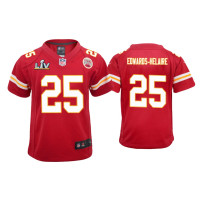 Youth Kansas City Chiefs #25 Clyde Edwards-Helaire Super Bowl LV Red Game Jersey