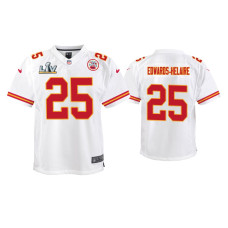 Youth Kansas City Chiefs #25 Clyde Edwards-Helaire Super Bowl LV White Game Jersey