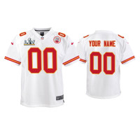 Youth Kansas City Chiefs #00 Custom Super Bowl LV White Game Jersey