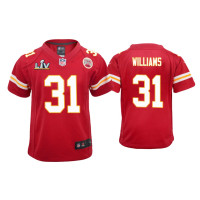 Youth Kansas City Chiefs #31 Darrel Williams Super Bowl LV Red Game Jersey