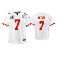 Youth Kansas City Chiefs #7 Harrison Butker Super Bowl LV White Game Jersey