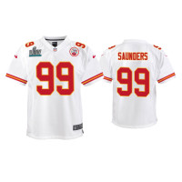 Youth Kansas City Chiefs #99 Khalen Saunders Super Bowl LIV White Game Jersey