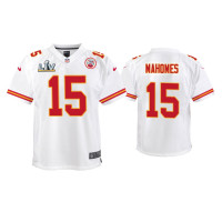 Youth Kansas City Chiefs #15 Patrick Mahomes Super Bowl LV White Game Jersey