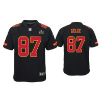 Youth Kansas City Chiefs #87 Travis Kelce Super Bowl LV Black Game Fashion Jersey