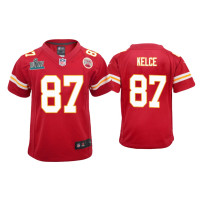 Youth Kansas City Chiefs #87 Travis Kelce Super Bowl LIV Red Game Jersey