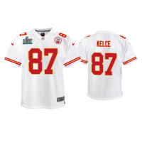 Youth Kansas City Chiefs #87 Travis Kelce Super Bowl LIV White Game Jersey