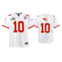 Youth Kansas City Chiefs #10 Tyreek Hill Super Bowl LV White Game Jersey