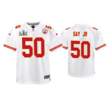 Youth Kansas City Chiefs #50 Willie Gay Jr. Super Bowl LV White Game Jersey